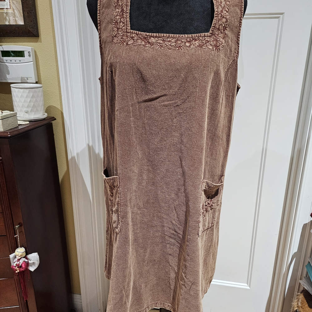 April Cornell Corduroy Brown Sleeveless Jumper Dress, Size M